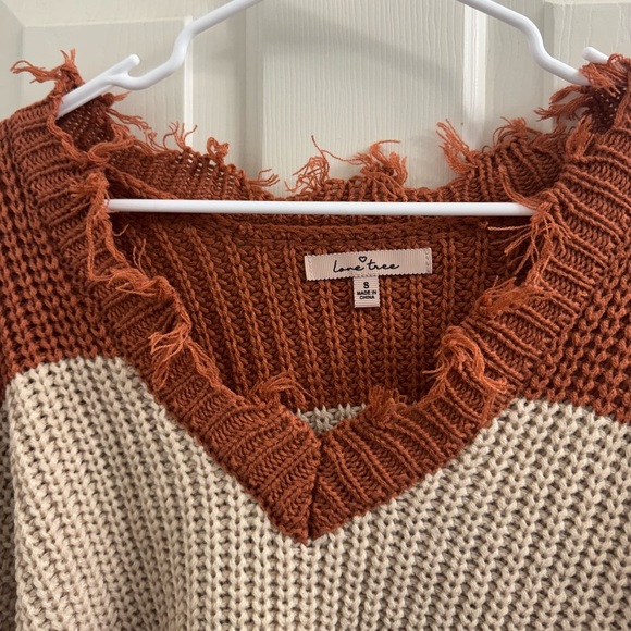 Love Tree Women's Color Block Sweater - Red, Cream, Pink - Picture 9 of 10